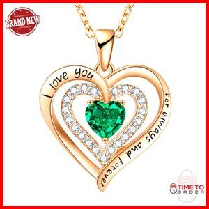 Sterling Silver Heart Pendant Necklace Elegant Birthstone Personalized Gift